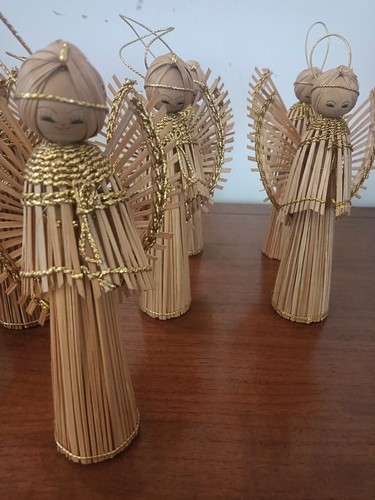 Vintage Set Di 10 Angeli In Legno-Decorazioni Natalizie - Foto 3 di 4