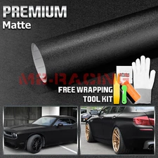 Premium Matte Flat Textured Black Car DIY Vinyl Wrap Sticker Decal Air Release