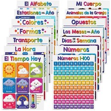 Spanish Educational Poster Visual Learning Chart for Kids 8.5 x 11 5 Count