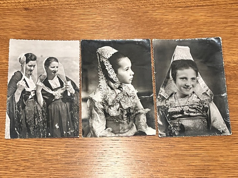 Three (3) Antique RPPC Trad. Dress Brittany, France Real Photograph Postcards