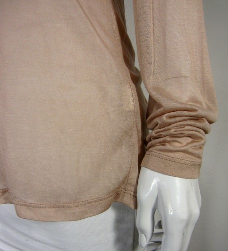 FOSSIL Long Sleeve Blouse Top Size L Large Modal Blend Solid Light Cream Pocket - Picture 5 of 8