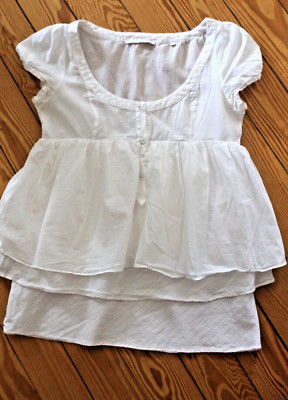 Bluse Robert Friedman, Friedmann, weiß Volants, strukturiert, S, 36, romantisch