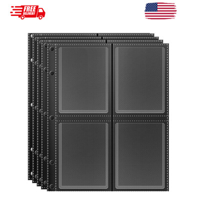 Top Loader Sleeves 4-Pocket Trading Card Storage Refill Binder Pages   25 Pack