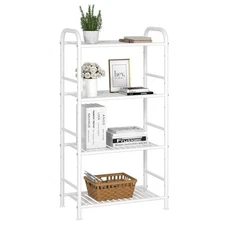  4-Tier Adjustable Shelving Unit, Heavy Duty Storage Rack 4 Tier White