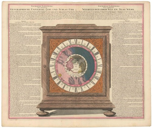 c. 1705 Homann Print of Landteck's Universal Clock Long-lost Enlightenment Work