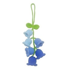 Car Rearview Mirror Hanging Ornament,Crochet Flower Lily of The Valley Blue 