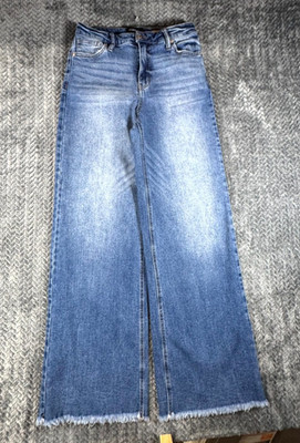 BCBGeneration Jeans Womens 5/27 Blue Denim Stretch High Rise Frayed Hem Wide Leg