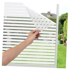  Privacy Window Film Self-Adhesive No-Glue Static Cling Stripe 17.5 x 78.7 Inch
