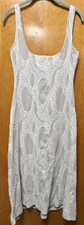 Zara Womens Jacquard Textured Midi Tank Dress Stretch Beige White Sz M
