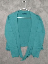 PrAna Sweater Womens Large Teal Open Front Cardigan Organic Cotton Lightweight