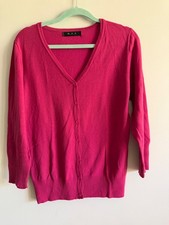 ModCloth MAK Sweater Magenta Pink V-neck 3/4 Sleeve Cardigan - Size L