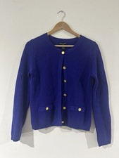 Audrey & Grace Blue Cotton Knit Cardigan Sweater Button Front Pockets Petite PS