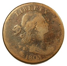 1803 Draped Bust Large Cent Small Date Large Fraction -Choice VG- SMH 1985