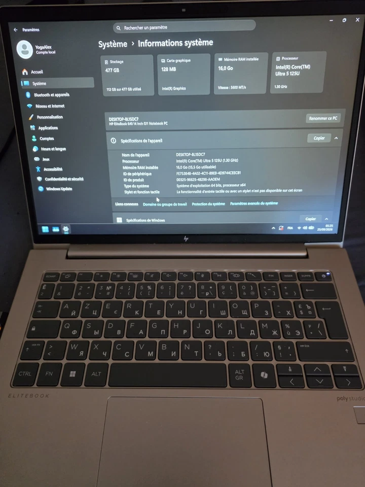 HP EliteBook 640 G11 · Core Ultra 5 125U · 16GB · 512GB, photo 1 sur 5