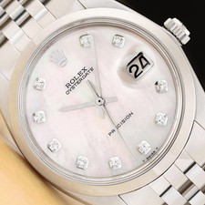 OROLOGIO ROLEX OYSTERDATE PRECISION 6694 BIANCO MADREPERLA DIAMANTE ACCIAIO 34MM