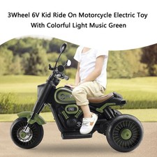 3Wheel 6V Kid Ride On Motorcycle Electric Toy With Colorful Light Music Green