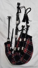 Full Size Professional Rosewood Bagpipes with Silver Mounts Classic Black Finish