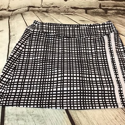 GOLFTINI Womens Small Pull On Performance Golf Skort Black White Stripes Pink