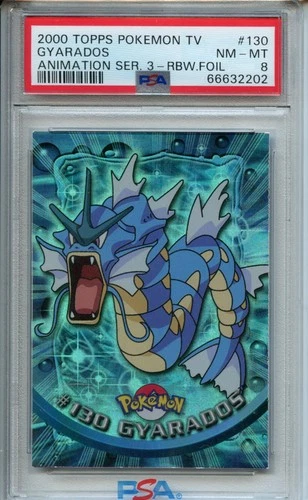 2000 Topps Pokemon Tv Animation Series 3 #130 Gyarados Rainbow PSA 8