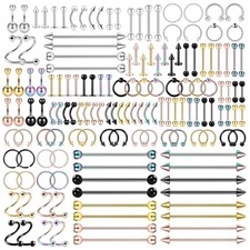 ONESING 150Pcs Stainless Steel Piercing Kit 14G/16G/20G Hypoallergenic Spetum...