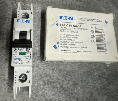 Eaton Circuit Breaker FAZ-C8/1-NA-SP, 1Pole, 8A C 277VAC  New in box