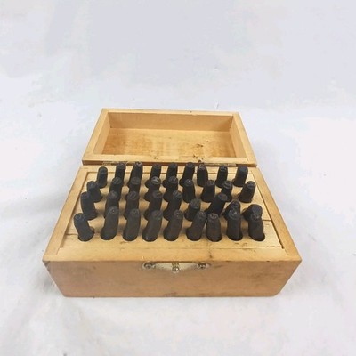 VINTAGE PITTSBURGH TOOL STEEL LETTER & NUMBER STAMP PUNCH 1/8'' SET OF 36 IN BOX