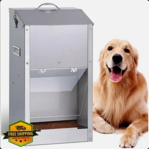 KHEARPSL Automatic Dog Feeder 25lbs Large Capacity Stainless Steel
