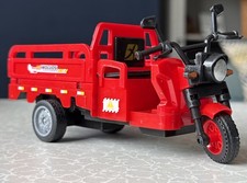 Plastic Three Wheeled Motorcycle Cart. Red. Pullback-Action. 6” Long. New.