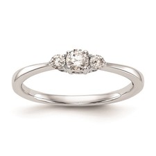 14k White Gold 1/4 Ct Round Diamond 3 Stone Engagement Ring Size 7