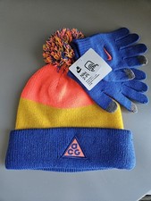 Nike ACG Boys 2PC Beanie Gloves Set blue yellow orange
