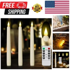 Remote-Controlled Flameless Taper Candles – 9.6" Ivory LED Elegance, 3-Pack