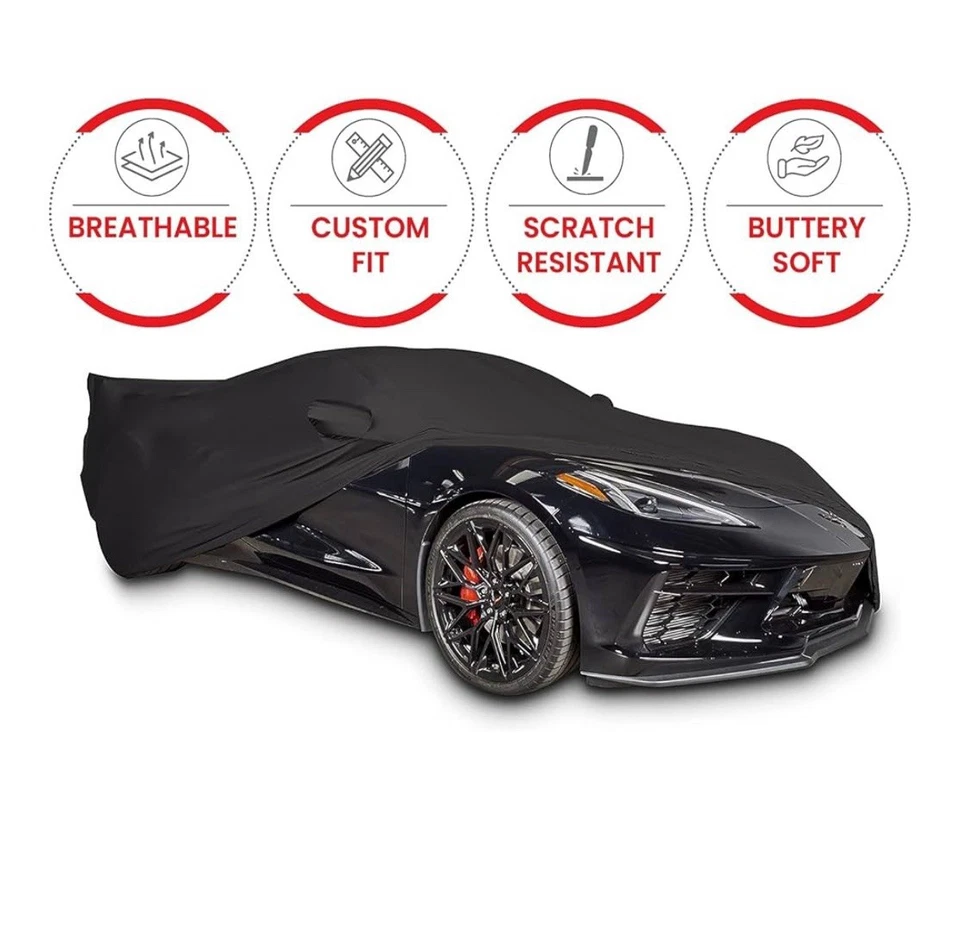 Cubierta de coche C8 Corvette ajuste personalizado - interior ultraguardista elástico satinado 2020-2025 Foto 2 de 4