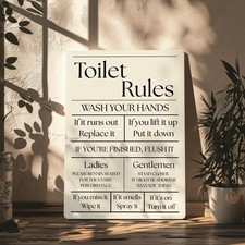 Personalized Metal Wall Sign- Toilet Rules V2 -Novelty Home Decor Gift Bathroom