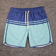 Fair Harbor The Anchor Swim Shorts Men's XL Blue Striped Lined Board Shorts