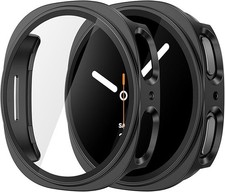 2 Pack Hard PC Case with Tempered Glass for Samsung Galaxy Watch 8 44mm Anti-Sli