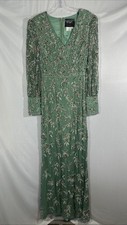Nwt Mac Duggal [ 0 ] 5714 Hand Embellished Long Sleeve Gown Sage Green J1750