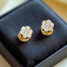 0.30Ct Round Cut Lab Grown Certified Diamond Stud Earrings Solid 14k Yellow Gold