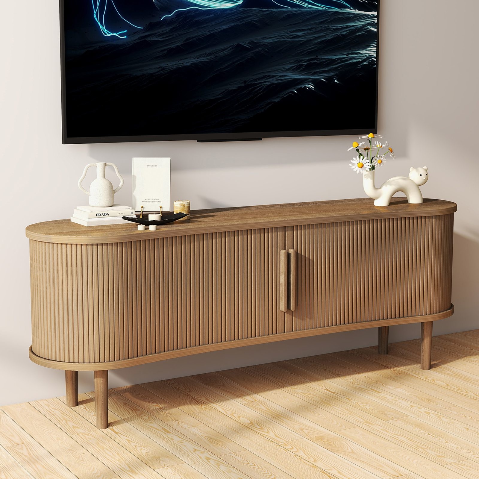 Storage Cabinet Cupboards Organizer Tv Console Table Televis