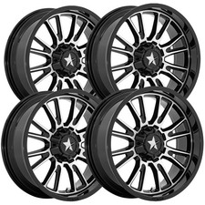 (Set of 4) MSA M51 Thunderlips 20x7 4x137/4x156 Black/Machined Wheels Rims