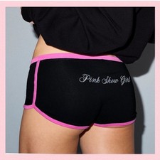 PINK VICTORIA  S SECRET Cotton Dorm VS Fashion Show Boyshort Pink Show Girl Large