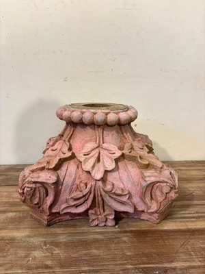 Antique Wooden Column Base Garden Stool | French Colonial Hand-Carved