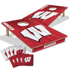 Tailgate Cornhole Boards Wisconsin Badgers 2x3 Foldable Legs Resin Bags