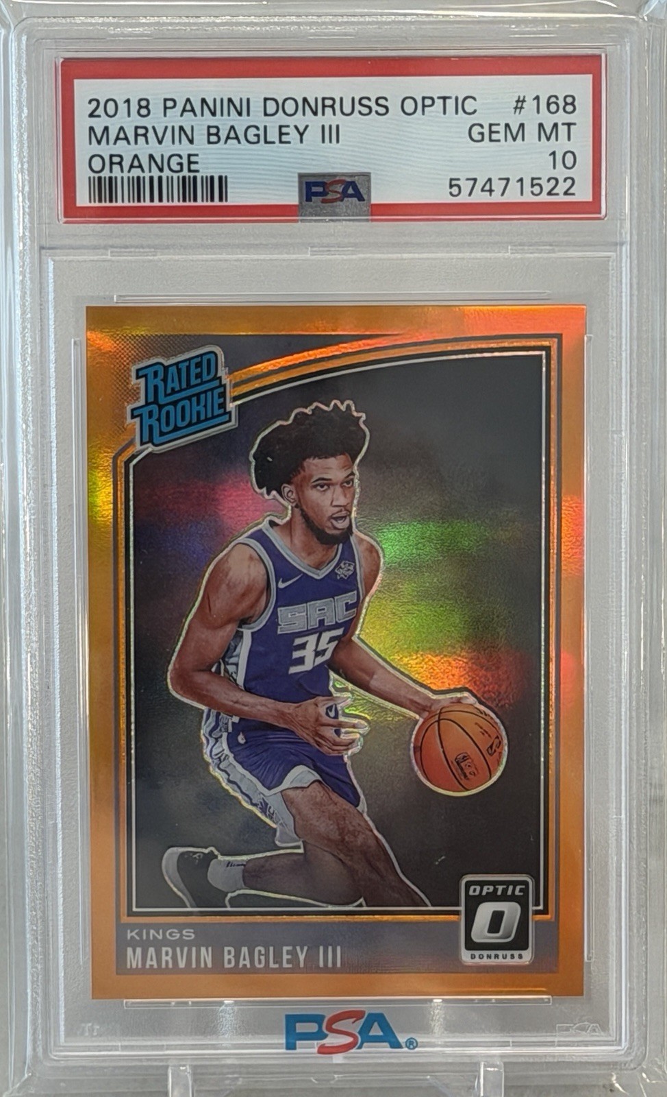 2018 Donruss Optic Marvin Bagley III #168 Orange /199 RC PSA 10 GEM MT