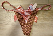NWT Rare Vintage Victoria's Secret Multi Silky Satin V-String Bow Panties M