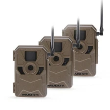 MUDDY Merge 3-Pack Cellular Trail Cameras – 26MP, LTE Dual SIM, Color Night...