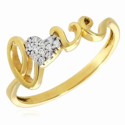 14 Karat Gelbgold Stein Liebe Herz Ring