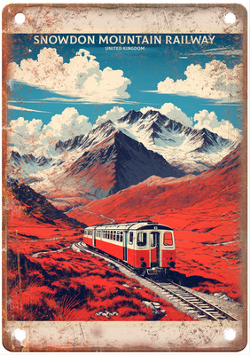 Snowdon Mountain Railway United Kingdom Retro Travel Poster Metal Sign T3608