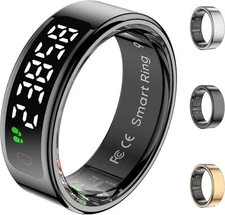 12 Smart Ring Display Screen Tracker Sleep Heart Rate Calories Steps iOS Android