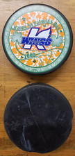 Kalamazoo Wings Hockey Pucks - Happy St. Pats and Black Game Puck - Used 2009