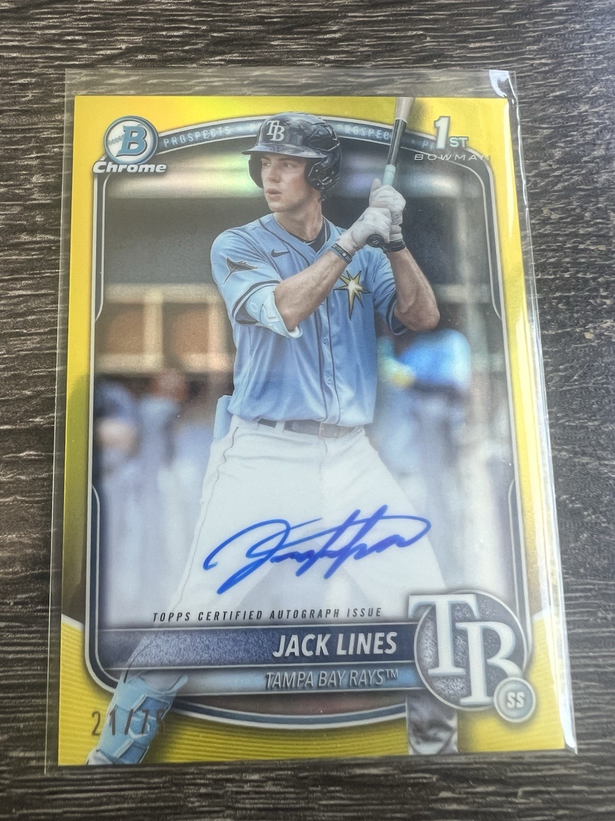 2025 Bowman Chrome 1st JACK LINES 21/75 Auto Yellow Rays CPA-JLI